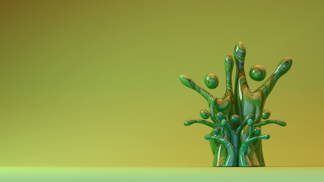 therapy dog passes away — Green liquid art splash in the studio.